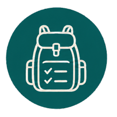 Mochila con una lista de preparativos